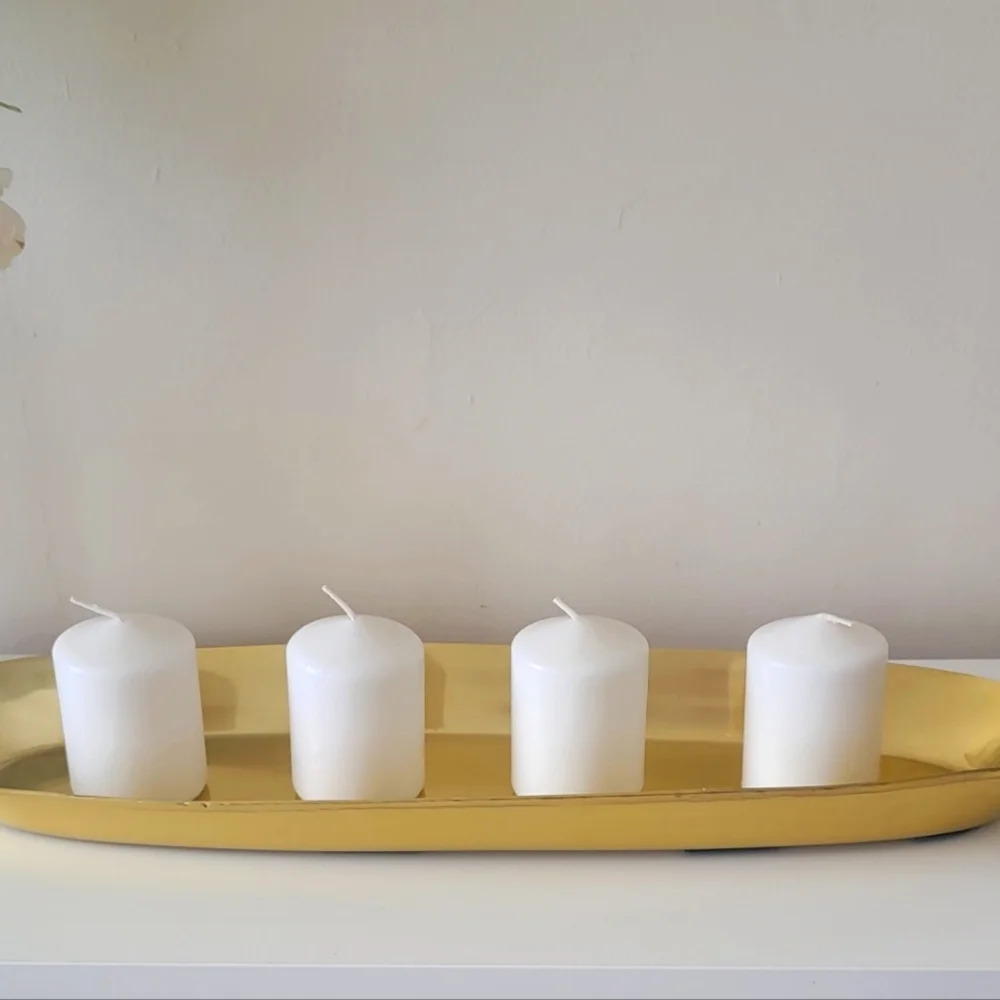 Candle Dish, Steel, Color Gold, 19½